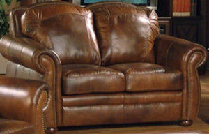 1444 Arizona Genuine Leather Loveseat - Cox Furniture and Flooring