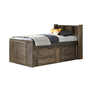 400839T Wrangle Hill Twin Captain Bed (Gun Smoke) - Cox Furniture and Flooring