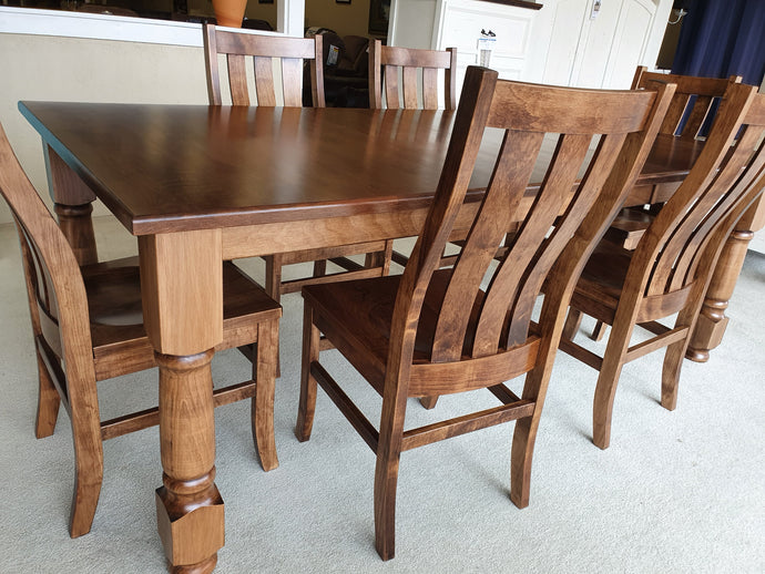 4260-212-5/4 Island Leg Table with (6) Washington Chairs - Cox Furniture and Flooring