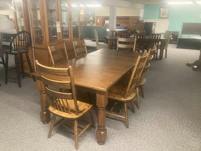 4260-212-5/4 Island Table with (6) Ladder Back Chairs - Cox Furniture and Flooring