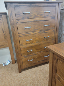 5 Drawer Solid Oak Chest - Cox Furniture and Flooring