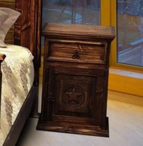 Antique Night Stand with Star by Rustic Creations - Cox Furniture and Flooring