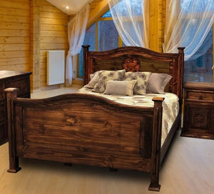 Antique Petite Bed King with Star by Rustic Creations - Cox Furniture and Flooring