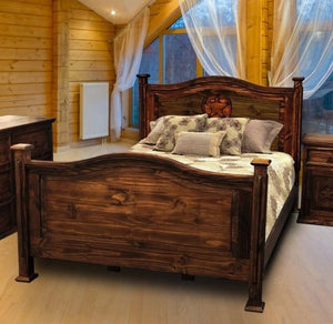 Antique Petite Bed Queen with Star by Rustic Creations - Cox Furniture and Flooring