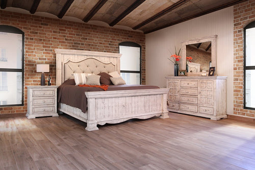 Bella Vintage White King Bedroom Set by International Furniture - Cox Furniture and Flooring