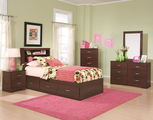 Briar Twin Bedroom Set with Bookcase Headboard with Drawer Unit - Cox Furniture and Flooring