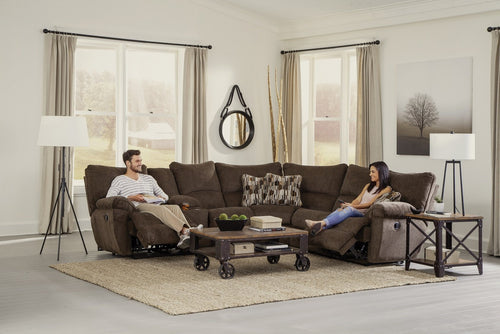 Elliot Chocolate Reclining Sectional by Catnapper - Cox Furniture and Flooring