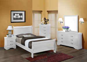 Louis Phillip Bedroom Set Queen Size (White) - Cox Furniture and Flooring