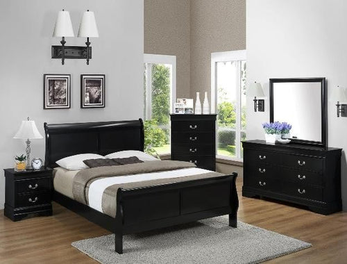 Louis Phillip Black King 5 Piece Bedroom Set - Cox Furniture and Flooring