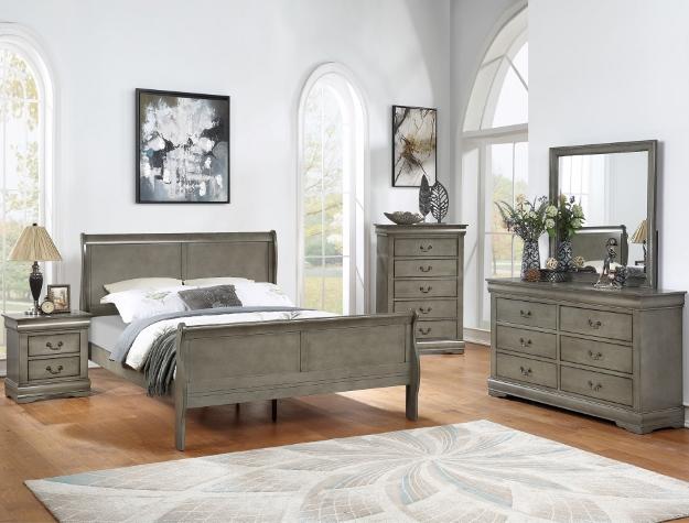 Louis Phillip Grey Bedroom Set Queen Size - Cox Furniture and Flooring