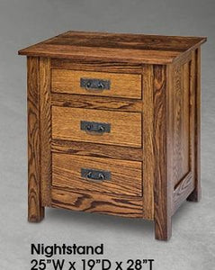 Mission Styled Solid Wood 3 Drawer Night Stand - Cox Furniture and Flooring
