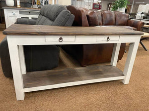 MO-CON1 White Rustic Sofa Table - Cox Furniture and Flooring