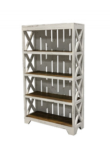 Solid Wood Rustic White Bookcase - Cox Furniture and Flooring