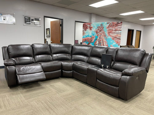 U7063 Leather Power Reclining Sectional - Cox Furniture and Flooring
